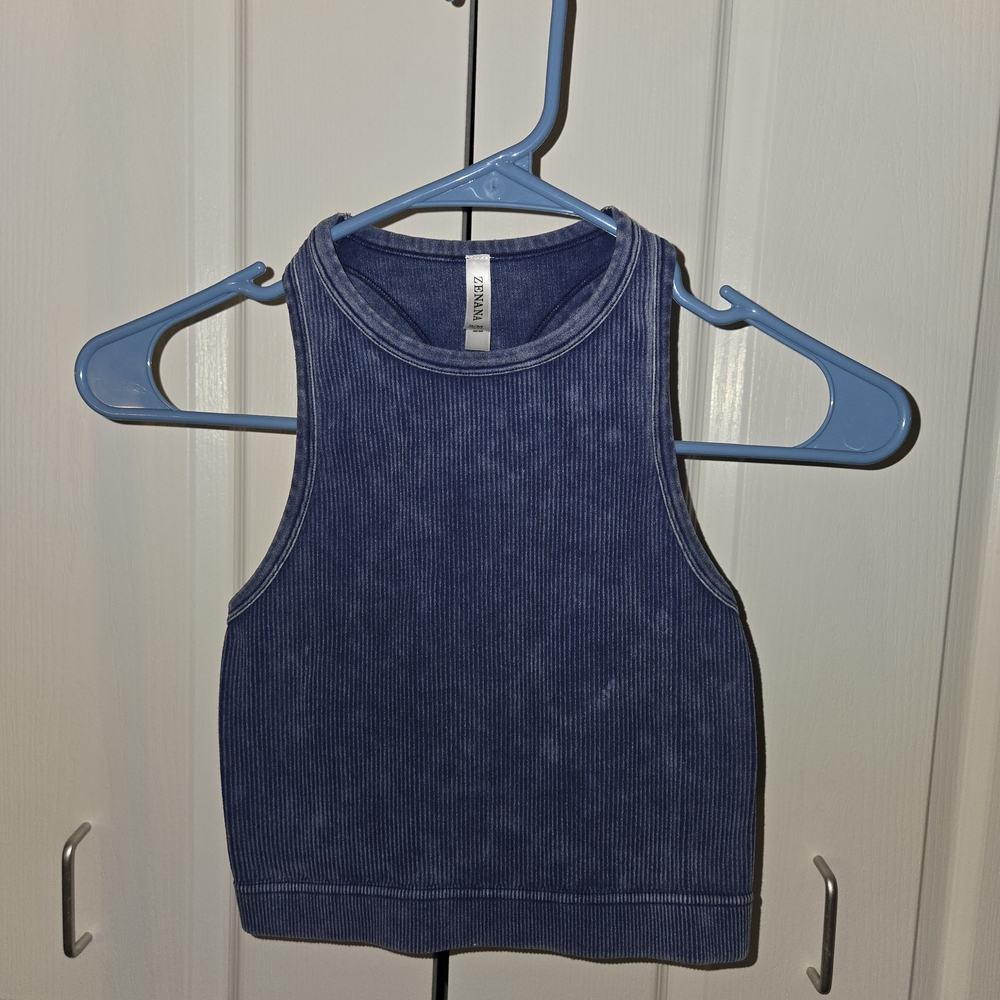 Zenana Outfitters Indigo Ribbed Tank